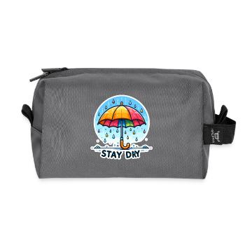 Stay Dry - Umbrella Illustration - Recycled Toiletry Zip Bag - anthracite - Front