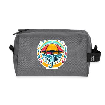 Stay Dry - Umbrella Illustration - Recycled Toiletry Zip Bag - anthracite - Front