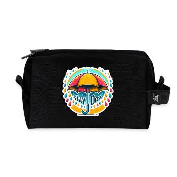 Stay Dry - Umbrella Illustration - Recycled Toiletry Zip Bag - black - Front