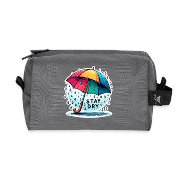 Stay Dry - Umbrella Illustration - Recycled Toiletry Zip Bag - anthracite - Front
