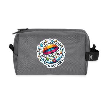 Stay Dry - Umbrella Illustration - Recycled Toiletry Zip Bag - anthracite - Front