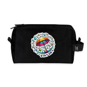 Stay Dry - Umbrella Illustration - Recycled Toiletry Zip Bag - black - Front