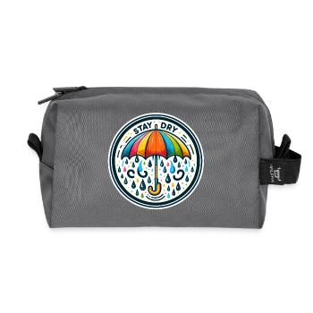 Stay Dry - Umbrella Illustration - Recycled Toiletry Zip Bag - anthracite - Front