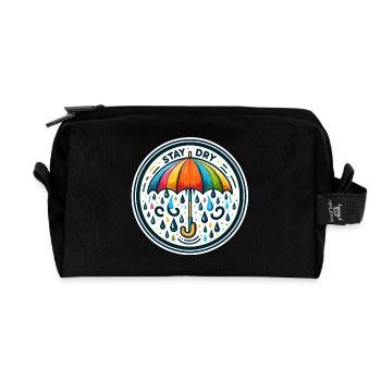 Stay Dry - Umbrella Illustration - Recycled Toiletry Zip Bag - black - Front