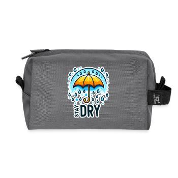 Stay Dry - Umbrella Illustration - Recycled Toiletry Zip Bag - anthracite - Front