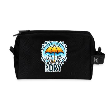 Stay Dry - Umbrella Illustration - Recycled Toiletry Zip Bag - black - Front