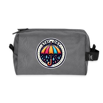 Stay Dry - Umbrella Illustration - Recycled Toiletry Zip Bag - anthracite - Front