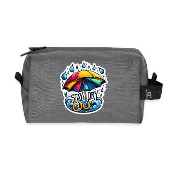 Stay Dry - Umbrella Illustration - Recycled Toiletry Zip Bag - anthracite - Front
