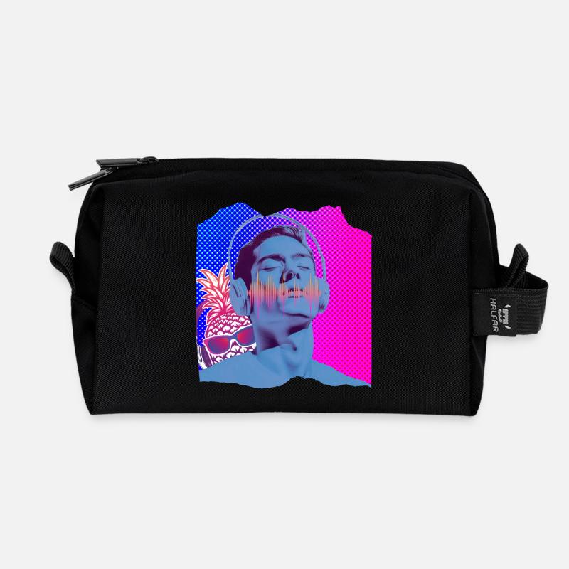 Music Pop Art - Recycled Toiletry Zip Bag - black