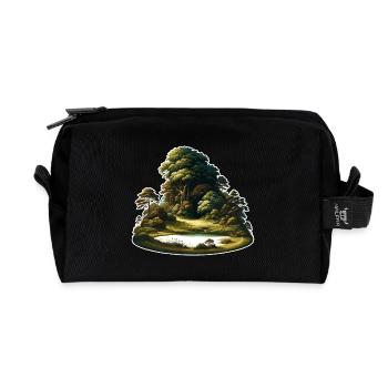 Landscape - Illustration - Recycled Toiletry Zip Bag - black - Front