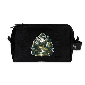 Landscape - Illustration - Recycled Toiletry Zip Bag - black - Front