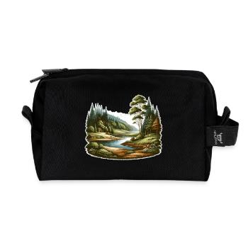 Landscape - Illustration - Recycled Toiletry Zip Bag - black - Front