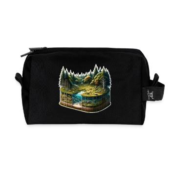 Landscape - Illustration - Recycled Toiletry Zip Bag - black - Front