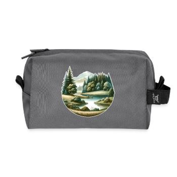 Landscape - Illustration - Recycled Toiletry Zip Bag - anthracite - Front