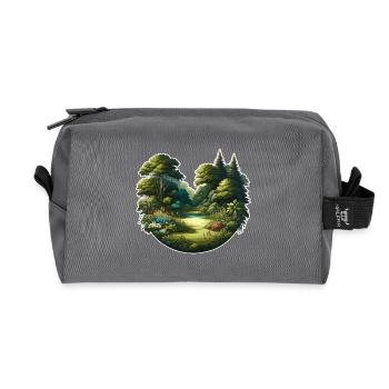 Landscape - Illustration - Recycled Toiletry Zip Bag - anthracite - Front