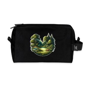 Landscape - Illustration - Recycled Toiletry Zip Bag - black - Front