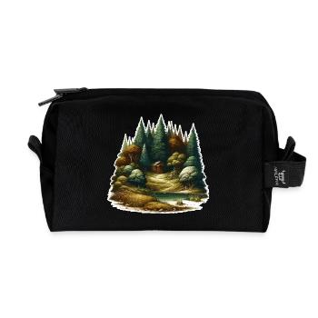 Landscape - Illustration - Recycled Toiletry Zip Bag - black - Front