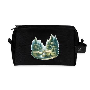 Landscape - Illustration - Recycled Toiletry Zip Bag - black - Front
