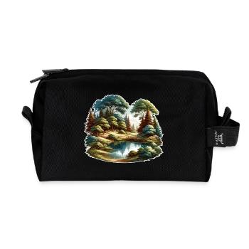 Landscape - Illustration - Recycled Toiletry Zip Bag - black - Front