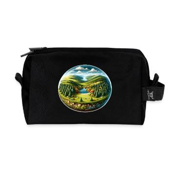 Landscape - Illustration - Recycled Toiletry Zip Bag - black - Front