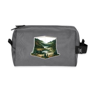 Landscape - Illustration - Recycled Toiletry Zip Bag - anthracite - Front