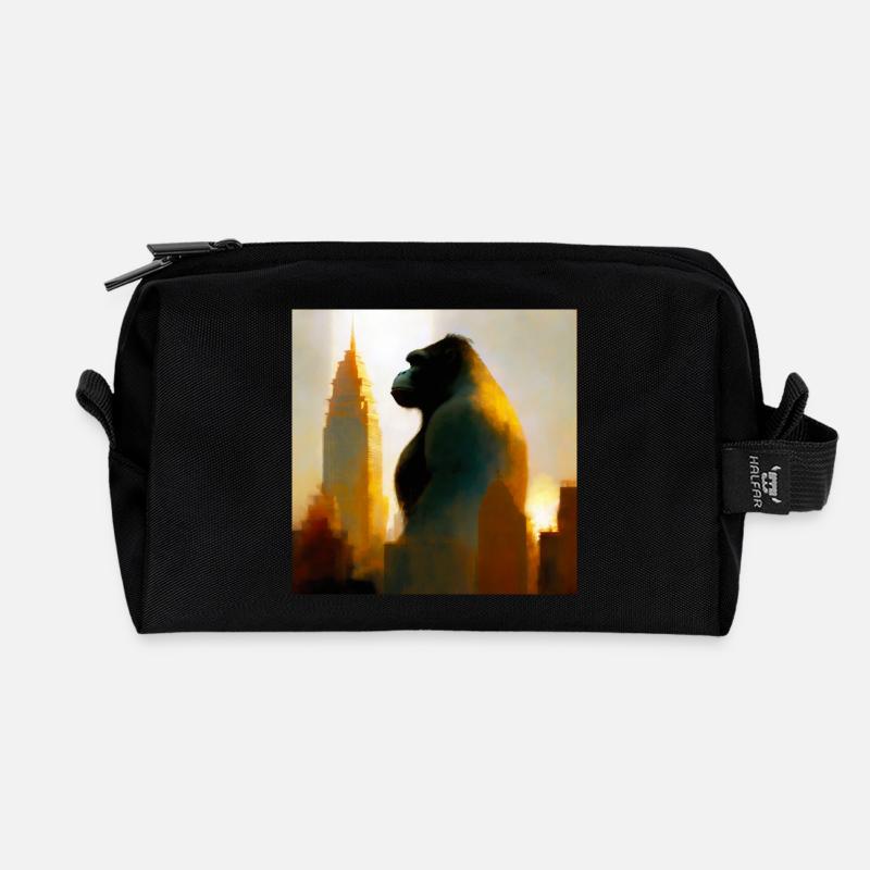 Gorilla 02 - Recycled Toiletry Zip Bag - black