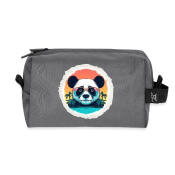Baby-Panda im Urlaub - Recycelte Kulturtasche - Anthrazit - Vorne
