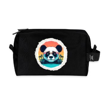 Baby-Panda im Urlaub - Recycelte Kulturtasche - Schwarz - Vorne