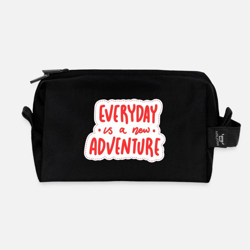 Everyday is a new adventure - Recycled Toiletry Zip Bag - black