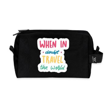 Im Zweifelsfall die Welt bereisen - Recycelte Kulturtasche - Schwarz - Vorne