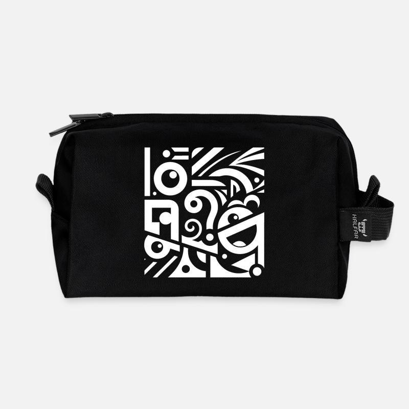 Schwarzweiß Wirbel Muster - Recycelte Kulturtasche - Schwarz