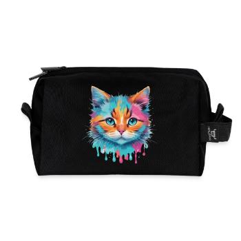 Cute Cat - Recycled Toiletry Zip Bag - black - Front