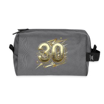 30 Years Gold Pop Art 30th Birthday Gift - Recycled Toiletry Zip Bag - anthracite - Front
