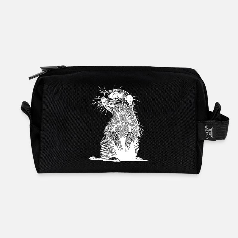 Putziges Erdmännchen mit Fell und Querstreife - Recycelte Kulturtasche - Schwarz