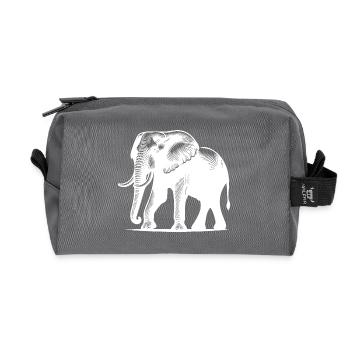 Elefant Porträt - Safari Rüsseltier mit Stoßzähnen - Recycelte Kulturtasche - Anthrazit - Vorne