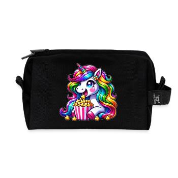 Licorne Popcorn Carnaval, Costume Arc-en-ciel - Trousse de toilette en tissu recyclé - noir - Devant