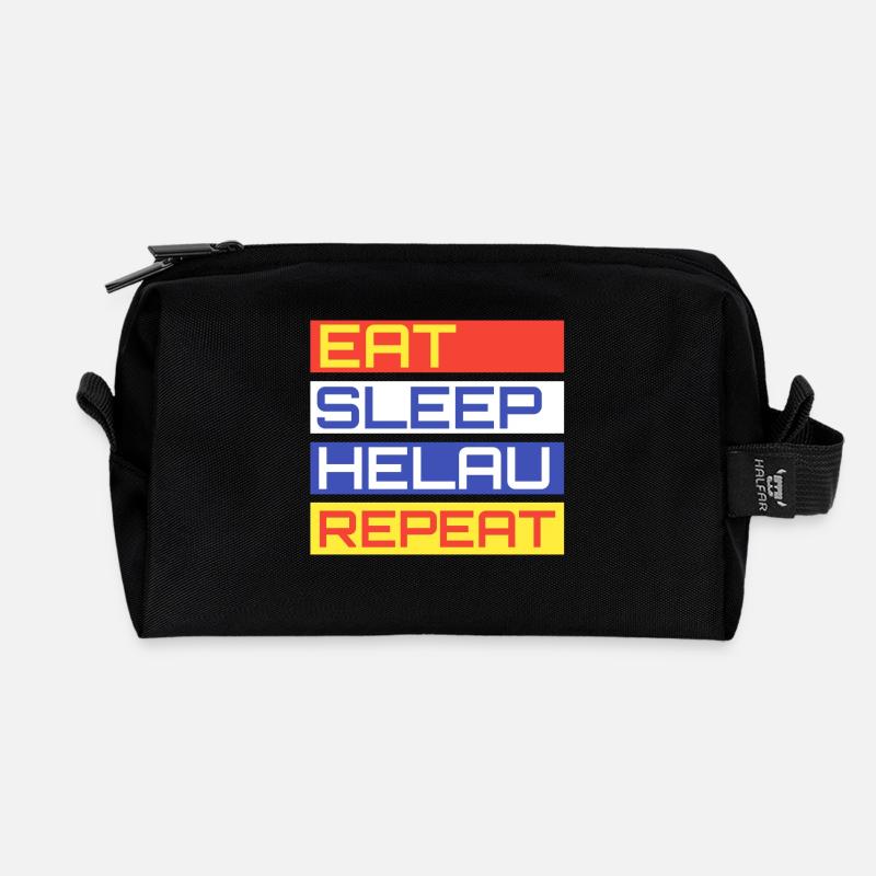EAT SLEEP HELAU REPEAT Design - Recycelte Kulturtasche - Schwarz