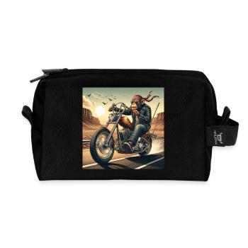 Cooler Affe auf einem Chopper - Recycelte Kulturtasche - Schwarz - Vorne