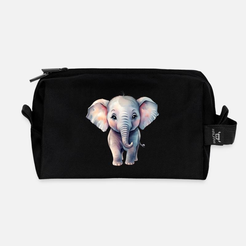 PastellElefant im Aquarellstil - Recycelte Kulturtasche - Schwarz
