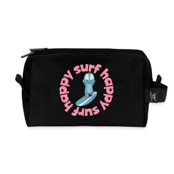Funny Surf Kawaii Figure - Recycled Toiletry Zip Bag - black - Front