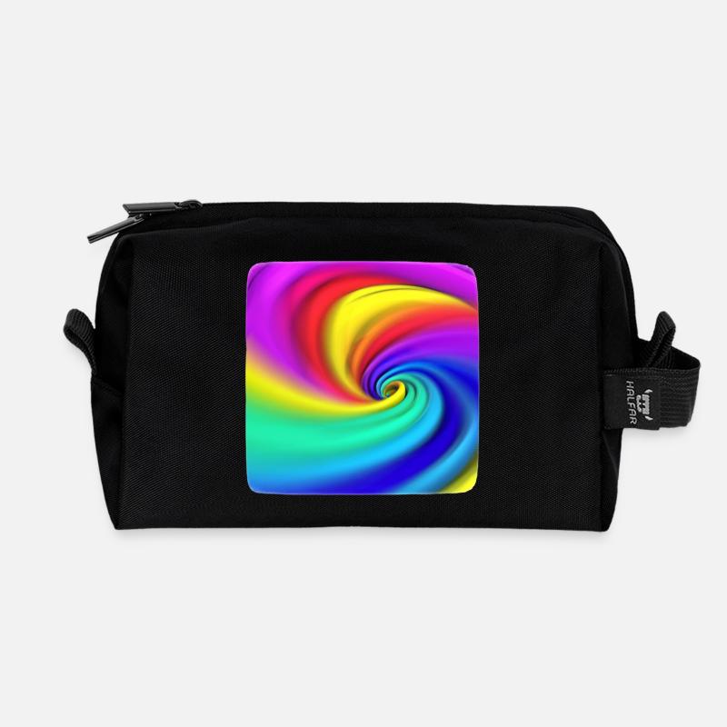 Regenbogenwirbel Farbenspiel - Recycelte Kulturtasche - Schwarz