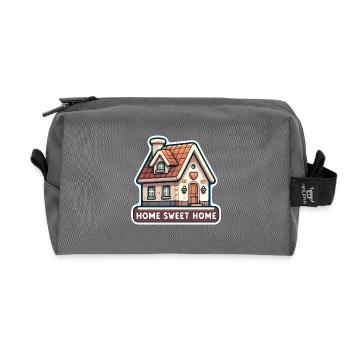 Home Sweet Home - Illustration de maison - Trousse de toilette en tissu recyclé - anthracite - Devant