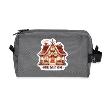 Home Sweet Home - Illustration de maison - Trousse de toilette en tissu recyclé - anthracite - Devant