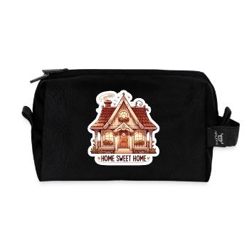 Home Sweet Home - Illustration de maison - Trousse de toilette en tissu recyclé - noir - Devant