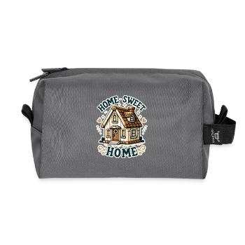 Home Sweet Home - Illustration de maison - Trousse de toilette en tissu recyclé - anthracite - Devant