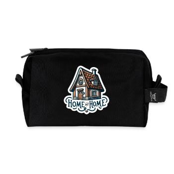 Home Sweet Home - Illustration de maison - Trousse de toilette en tissu recyclé - noir - Devant
