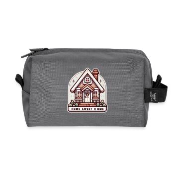 Home Sweet Home - Illustration de maison - Trousse de toilette en tissu recyclé - anthracite - Devant