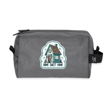 Home Sweet Home - Illustration de maison - Trousse de toilette en tissu recyclé - anthracite - Devant