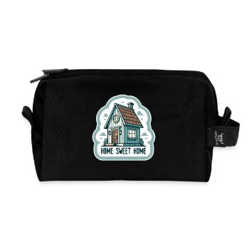 Home Sweet Home - Illustration de maison - Trousse de toilette en tissu recyclé - noir - Devant