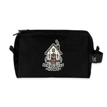 Home Sweet Home - Illustration de maison - Trousse de toilette en tissu recyclé - noir - Devant